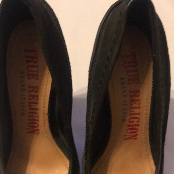 True Religion Leather Platform Heels Size 7M - Picture 3 of 7